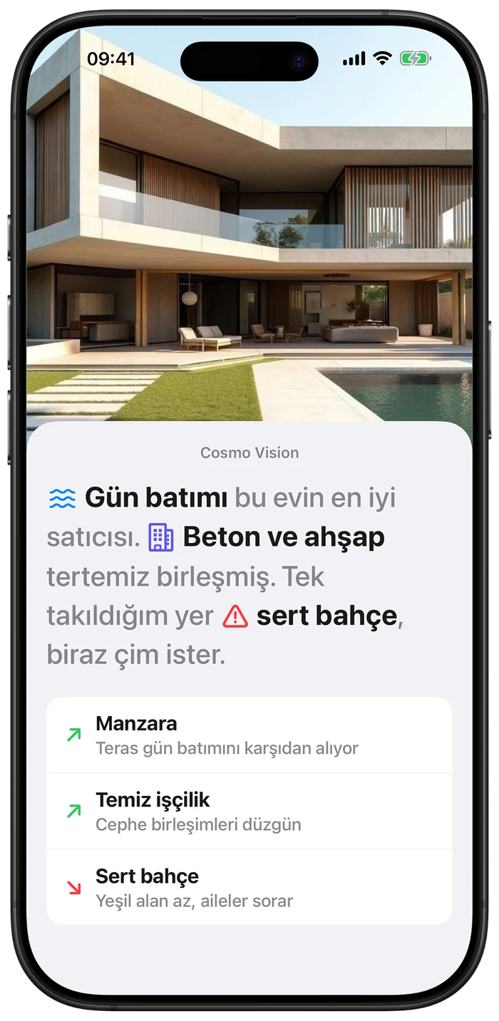 Cosmo Vision’ın manzara, işçilik ve bahçe hakkındaki görsel değerlendirmesi